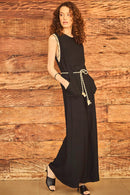 Vestido Longo em Viscose Twill com Cinto Trançado