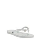 Chinelo Flip Flop Borracha Corrente Tiras Finas Metalizado Prata