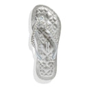 Chinelo Flip Flop Borracha Corrente Tiras Finas Metalizado Prata