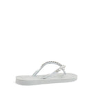 Chinelo Flip Flop Borracha Corrente Tiras Finas Metalizado Prata