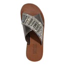 Rasteira Napa Cinza Pewter Metalizado Bico Redondo Brilho