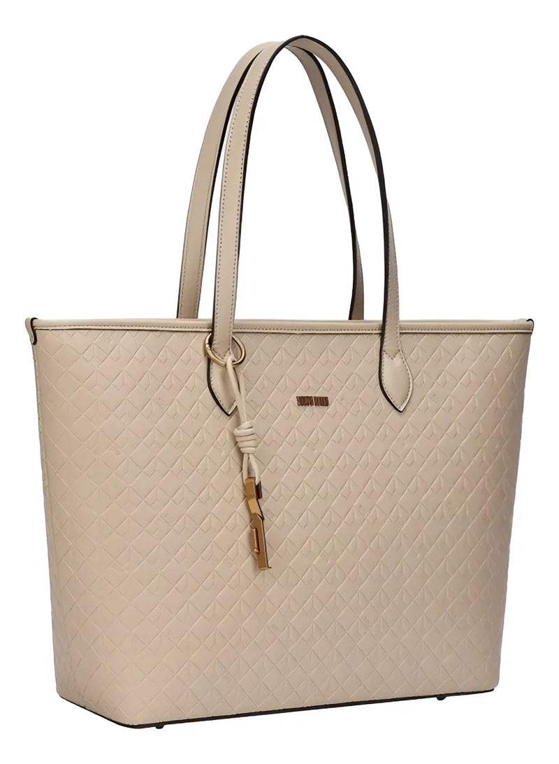 Bolsa Shopper Bege Santa Lolla Universitaria Grande Alça Fixa Mão