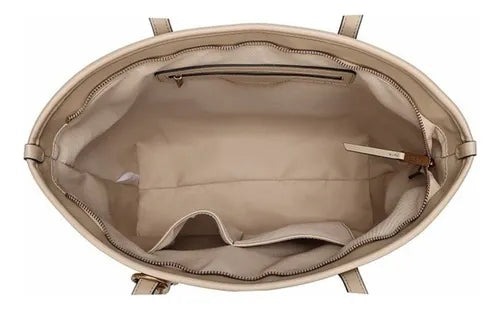 Bolsa Shopper Bege Santa Lolla Universitaria Grande Alça Fixa Mão