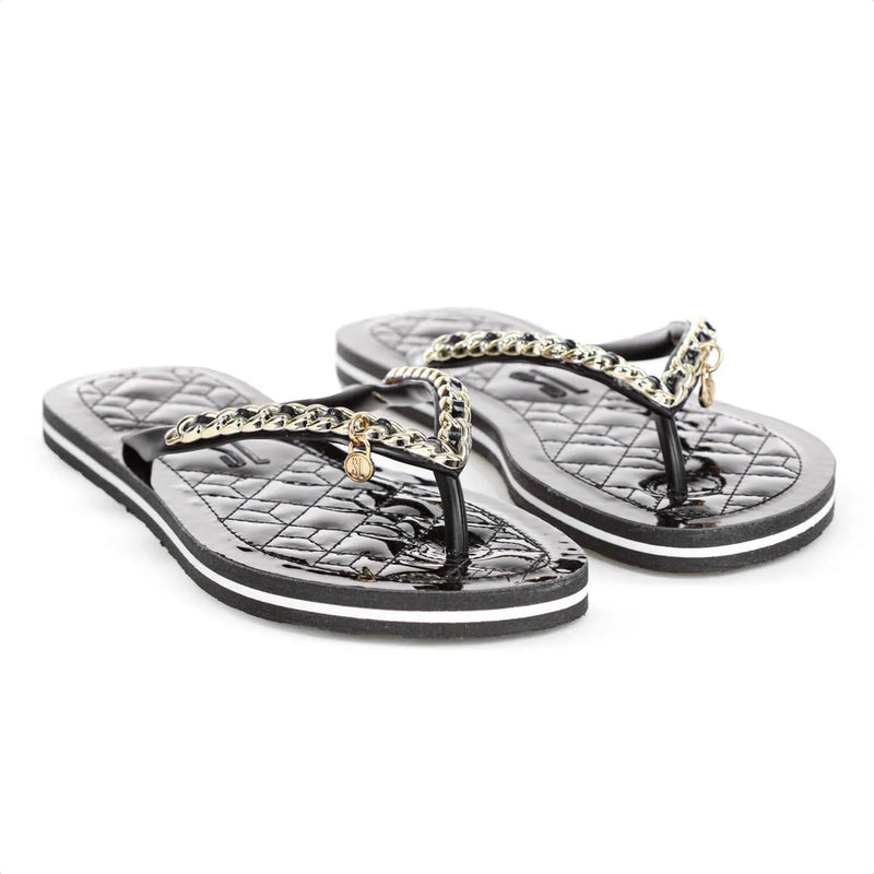 Chinelo Flip Flop Verniz Black
