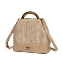 Bolsa Bucket Palha Tramado Bege Alça De Mão