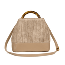 Bolsa Bucket Palha Tramado Bege Alça De Mão