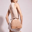 Bolsa Bucket Palha Tramado Bege Alça De Mão