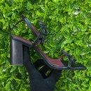 Sandália Couro Pelica Preta Tiras Laço