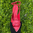 Sandália Peep Toe Couro Pelica Salto Alto Vermelho