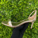 Sandália Crinkle Galaxy Dourada Salto Baixo Fino