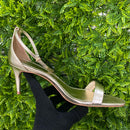 Sandália Crinkle Galaxy Dourada Salto Baixo Fino