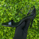 Sandália Verniz Anzeli Preta Salto Médio Fino