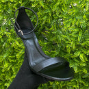 Sandália Verniz Anzeli Preta Salto Médio Fino