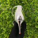 Sandália Metalizada Specchio Prata Salto Fino Médio