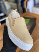 Tênis Slip On Linho Copacabana Bege Spikes