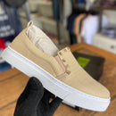 Tênis Slip On Linho Copacabana Bege Spikes