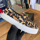 Tênis Slip On Flatform Couro Estampa Animal Print Onça