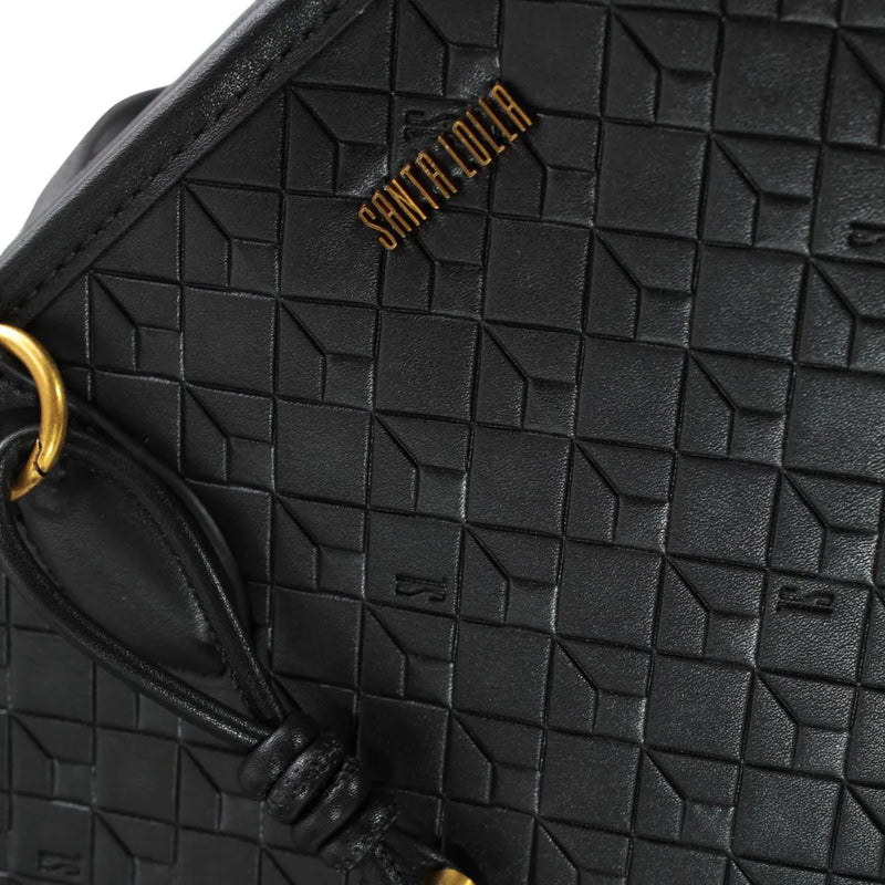 Bolsa Shopper Preto Santa Lolla Universitaria Grande Alça Fixa Mão