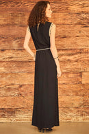 Vestido Longo em Viscose Twill com Cinto Trançado