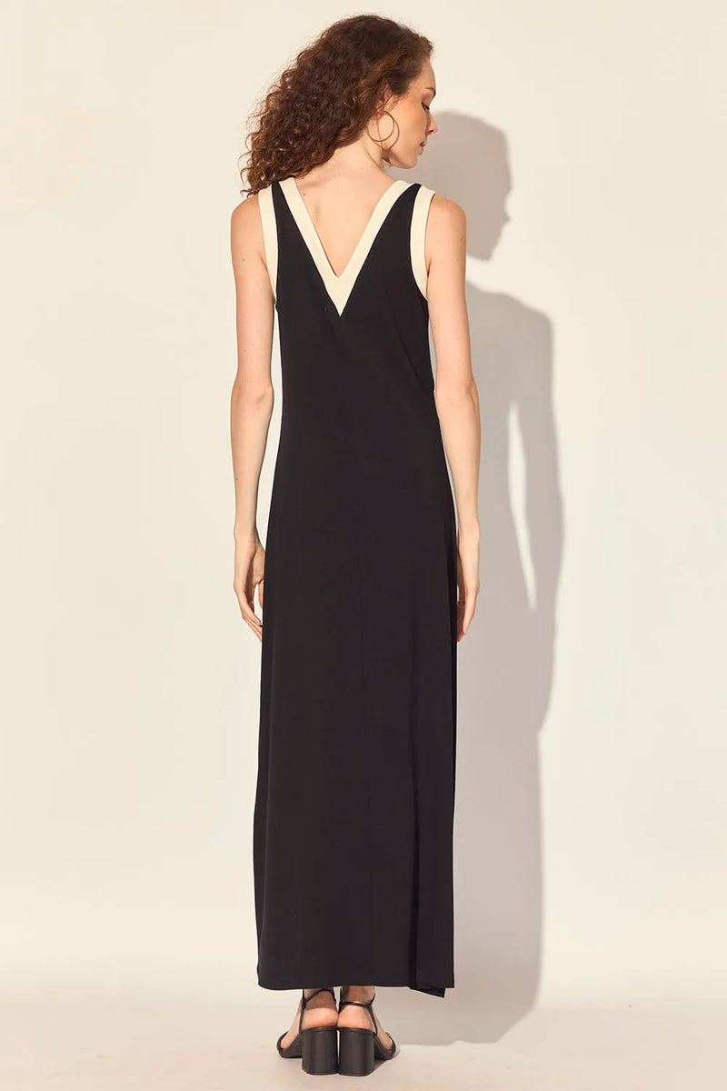 Vestido Midi Bicolor em Moletinho de Viscose com Elastano